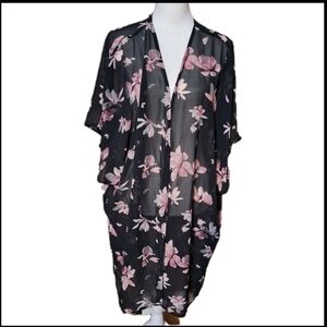 Maurices L XL Floral Chiffon Romantic Fairy Kimono Beach Cover Up Whimsigoth